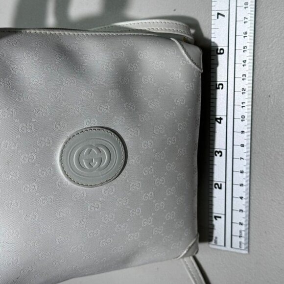 Vintage GUCCI White GG Monogram Coated Canvas Small Shoulder Crossbody Bag - Picture 14 of 16